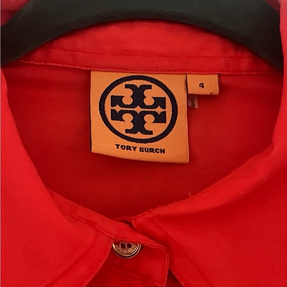 Tory Burch Red Sheer Button-Up Blouse - Picture 3 of 7